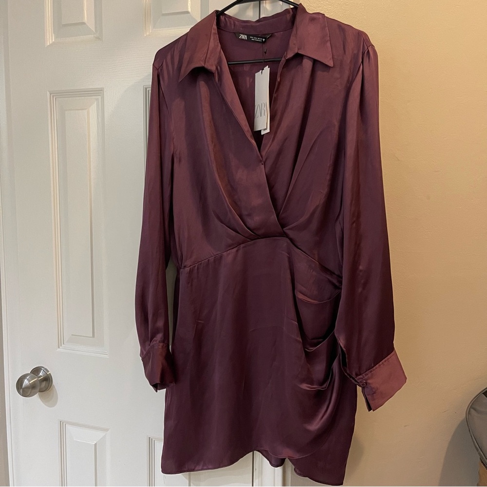 NWT - Zara Short Satin Dress, Size L
